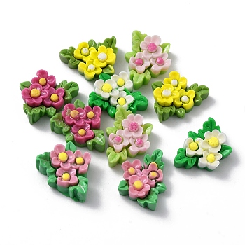 Opaque Resin Decoden Cabochons, Flower, Mixed Color, 22x18.5x8mm