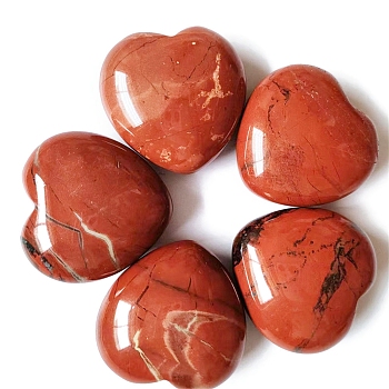 Natural Red Jasper Healing Stones, Heart Love Stones, Pocket Palm Stones for Reiki Ealancing, 30x30x15mm