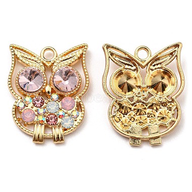Golden Owl Alloy+Rhinestone Pendants