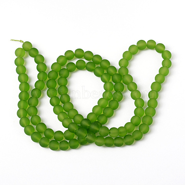 Lime Green Frosted Round Transparent Glass Bead Strands(X-GLAA-S031-8mm-34)-3