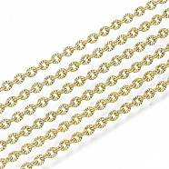 304 Stainless Steel Chains, Cable Chains, Link Chains, Textured, with Spool, Golden, 2.5x2x0.3mm, about 82.02 Feet(25m)/roll(CHS-S001-12A-G)