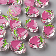 Transparent Enamel Acrylic Beads, Strawberry, Camellia, 25.5x19x9mm, Hole: 3.5mm(TACR-S155-003I)