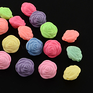 Spray Painted Fluorescent Acrylic Beads, 3D Flower, Mixed Color, 13x13.5x10mm, Hole: 2mm(MACR-YW0002-86)