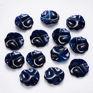 Acrylic Pendants, Imitation Gemstone Style, Waved Flat Round, Prussian Blue, 19.5x19.5x5mm, Hole: 1.8mm, about 639pcs/492g(OACR-R075-09H)