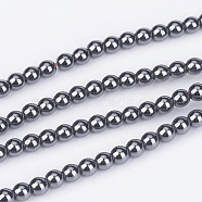 Non-Magnetic Synthetic Hematite Beads Strands, Grade A, Round, Black, 3mm, Hole: 0.8mm, about 123pcs/strand, 14.9 inch(G-D015-2)
