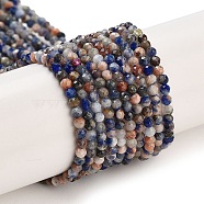 Natural Sodalite Beads Strands, Faceted, Round, 2~2.5x2mm, Hole: 0.6mm, about 156~157pcs/strand, 14.69~14.80''(37.3~37.6cm)(G-A097-A12-01)