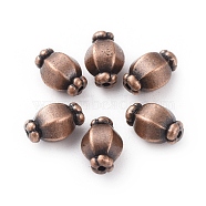 Tibetan Style Spacer Beads, Zinc Alloy, Lead Free & Nickel Free & Cadmium Free, Lantern, Red Copper Color, 7mm in diameter, 10mm long, hole: 1mm(RLF0527Y-NF)
