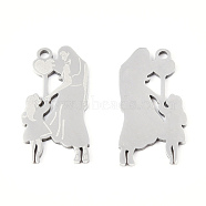 201 Stainless Steel Pendants, Family Charm, Real 18K Gold Plated, 21x11x1mm, Hole: 1.4mm(STAS-N091-169P)