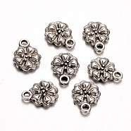 CCB Plastic Charms Pendants, Flower, Antique Silver, 17x13x3mm, Hole: 2mm(TIBEP-D111-08AS)