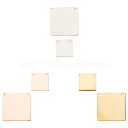 SUNNYCLUE 6Pcs 2 Size 3 Colors 201 Stainless Steel Pendants, Manual Polishing, Square, Mixed Color, 16x16x1mm, 10x10x1mm, Hole: 1mm(STAS-SC0002-10)