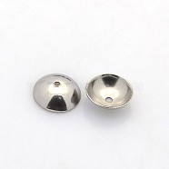 Apetalous Half Round 304 Stainless Steel Bead Caps, Stainless Steel Color, 6x2mm, Hole: 0.5mm, Inner Diameter: 5mm(STAS-N039-01)