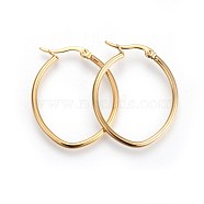 201 Stainless Steel Hoop Earrings, with 304 Stainless Steel Pin, Oval, Golden, 12 Gauge, 34x28x2mm, Pin: 1mm(X-EJEW-A052-15E-G)