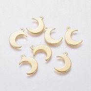 201 Stainless Steel Pendants, Moon, Golden, 16x11x0.9mm, Hole: 1mm(X-STAS-L234-091G)