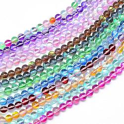 Synthetic Moonstone Beads Strands, Holographic Beads, Dyed, Round, Mixed Color, 12mm, Hole: 1mm, about 30~32pcs/strand, 14~15 inch(G-R375-12mm-B)