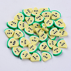 Handmade Polymer Clay Cabochons, Fashion Nail Art Decoration Accessories, Watermelon, Light Yellow, 10~12x10~12x2mm, about 2000~2500pcs/500g(CLAY-N006-15)