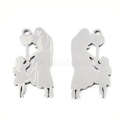 201 Stainless Steel Pendants, Family Charm, Real 18K Gold Plated, 21x11x1mm, Hole: 1.4mm(STAS-N091-169P)