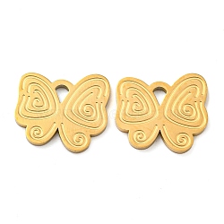 316 Surgical Stainless Steel Charms, Laser Cut, Butterfly Charm, Golden, 13x14.5x1mm, Hole: 1.6mm(STAS-G325-17G)