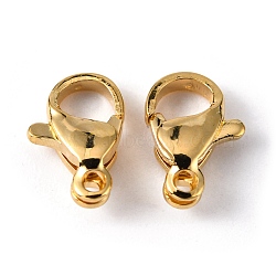 304 Stainless Steel Lobster Claw Clasps, Parrot Trigger Clasps, Manual Polishing, Real 24K Gold Plated, 10x6x3mm, Hole: 1mm(STAS-R050-10x6mm-02)