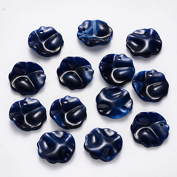 Acrylic Pendants, Imitation Gemstone Style, Waved Flat Round, Prussian Blue, 19.5x19.5x5mm, Hole: 1.8mm, about 639pcs/492g