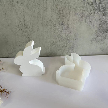 Rabbit Display Decoration DIY Silicone Molds, Resin Casting Molds, for UV Resin, Epoxy Resin Craft Making, White, 125x80x32mm