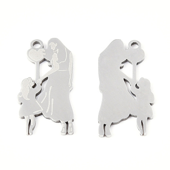201 Stainless Steel Pendants, Family Charm, Real 18K Gold Plated, 21x11x1mm, Hole: 1.4mm