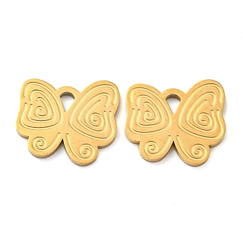 316 Surgical Stainless Steel Charms, Laser Cut, Butterfly Charm, Golden, 13x14.5x1mm, Hole: 1.6mm