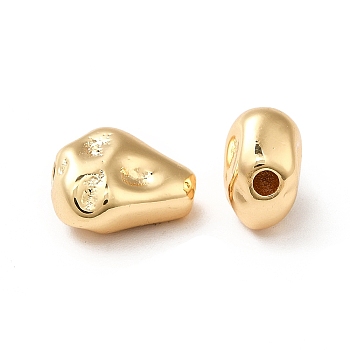 Brass Beads, Textured, Teardrop, Real 18K Gold Plated, 12x10x7mm, Hole: 1.8mm