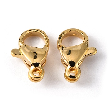 304 Stainless Steel Lobster Claw Clasps, Parrot Trigger Clasps, Manual Polishing, Real 24K Gold Plated, 10x6x3mm, Hole: 1mm