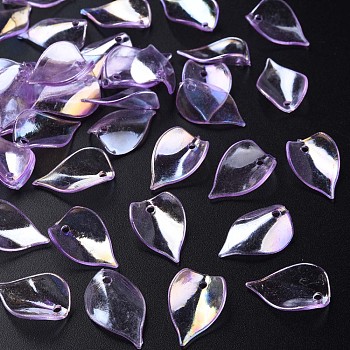 Transparent Acrylic Beads, AB Color, Petal, Medium Orchid, 21x14x1mm, Hole: 2mm, about 2300pcs/500g