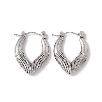 304 Stainless Steel Teardrop Hoop Earrings for Women, Stainless Steel Color, 23x17x3.5mm, Pin: 0.6mm