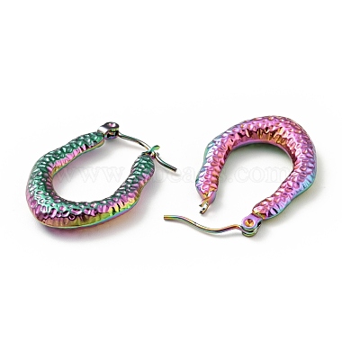 Ion Plating(IP) Rainbow Color 304 Stainless Steel Teardrop Chunky Hoop Earrings for Women(EJEW-G293-14M)-2