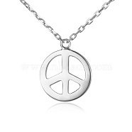 TINYSAND 925 Sterling Silver Peace Sign Pendant Necklaces, Silver, 17.79 inch(TS-N269-S)