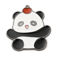 Panda Enamel Pins, Gunmetal Alloy Brooch, Apple, 33x30x1.5mm(JEWB-K012-03I-EB)