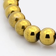 Round Non-magnetic Synthetic Hematite Beads Strands, Golden Plated, 8mm, Hole: 1mm, about 53pcs/strand, 15.7 inch(G-P061-53-8mm)