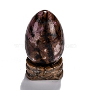 Natural Rhodonite Display Decorations, with Base, Egg Shape Stone, 56mm, Egg: 47x30mm(DJEW-G018-09)