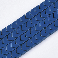 Spray Painted Non-magnetic Synthetic Hematite Beads Strands, Arrow/Chevron, Dodger Blue, 5.5x6x2mm, Hole: 0.7mm, about 107pcs/strand, 16.1 inch(G-T124-06B)