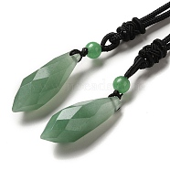 Cone Natural Green Aventurine Pendant Necklace with Nylon Rope for Women, 26.77 inch(68cm)(G-H286-08G)