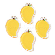 Translucent Acrylic Pendants, Double-Faced Printed, Mango, Gold, 27x17.5x2mm, Hole: 2mm(TACR-N013-013)