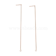 Ion Plating(IP) 304 Stainless Steel Stud Earring Finding, with Hole, Ear Thread, Rose Gold, 109x1x0.4mm, Hole: 1.7mm, Pin: 0.7mm(STAS-E161-07RG)
