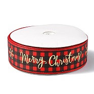1 Roll Christmas Printed Polyester Grosgrain Ribbons, Santa Claus Snowflake Flat Ribbons, Dark Red, 1 inch(25mm), about 20.00 Yards(18.29m)/Roll(OCOR-YW0001-05D)