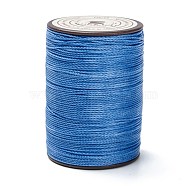 Round Waxed Polyester Thread String, Micro Macrame Cord, Twisted Cord, for Leather Sewing Stitching, Blue, 0.55mm, about 131.23 yards(120m)/roll(YC-D004-02C-036)