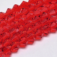 Imitate Austrian Crystal Bicone Glass Beads Strands, Grade AA, Faceted, Red, 3x3.5mm, Hole: 0.8mm, about 120~125pcs/strand, 14.8 inch(GLAA-F029-3x3mm-14)