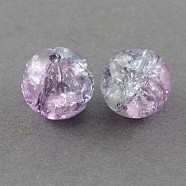 Plum & Clear Crackle Glass Round Beads Strands, 4mm, Hole: 1.1~1.3mm, 31.4 inch(X-CCG-Q002-4mm-02)