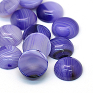 Dyed Natural Striped Agate/Banded Agate Cabochons, Half Round/Dome, Mauve, 16x6~7mm(X-G-R348-16mm-04)