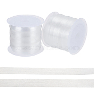 2 Rolls 2 Style Transparent Elastic Shoulder Strap, for Sewing Bra Straps Making, Clear, 8~10x0.2mm, 1roll/style(FIND-BC0004-81)
