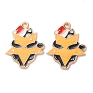 Christmas Theme Alloy Enamel Pendants, Light Gold, Cat Charm, Star, 25x20x1.5mm, Hole: 1.5mm(ENAM-Z022-03A)