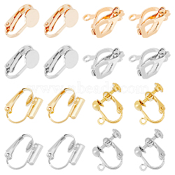 32Pcs 8 Style Brass Clip-on Earring Findings, Platinum & Golden, 12.5~17x6~13.5x5~10mm, Hole: 0.6~1.4mm, 4Pcs/style(KK-HY0001-04)