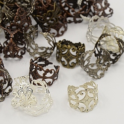 Cuff Brass Ring Components, Filigree Ring Blank, Lead Free and Cadmium Free, Mixed Color, 19mm(KK-7/E1-M)
