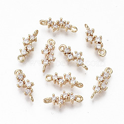 Brass Micro Pave Cubic Zirconia Links Connectors, Light Gold, Long-Lasting Plated, Cadmium Free & Lead Free, Clear, 13x5x2mm, Hole: 1mm(KK-S359-079-RS)