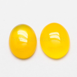 Natural Agate Cabochons, Grade A, Dyed, Oval, Yellow, 30x22x7mm(G-K021-30x22mm-03)